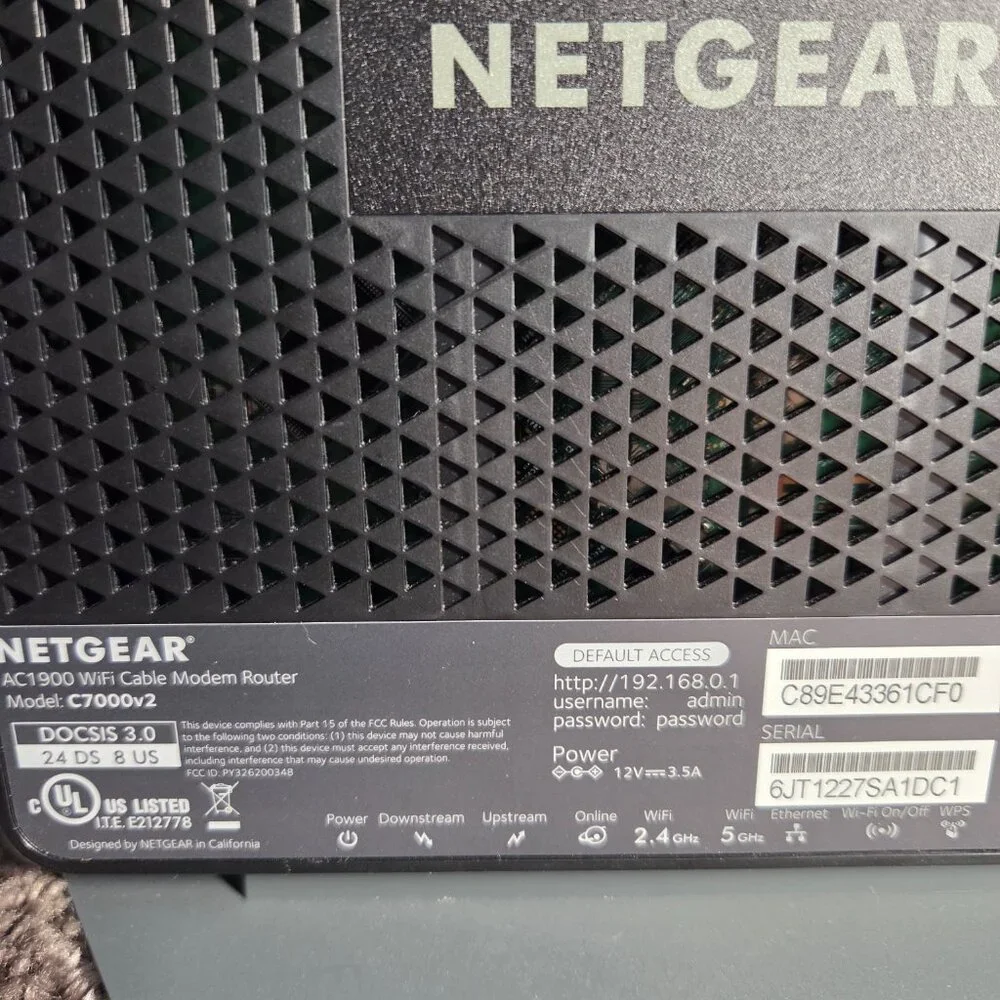 Netgear Nighthawk C7000v2 AC1900 Wi-Fi Cable Modem Router - Picture 6 of 6